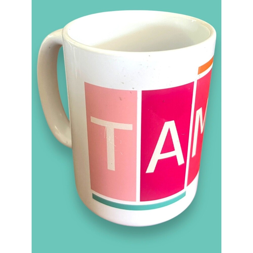 Tampa Florida Coffee Mug Cup Abbi Creates Studio White Red Yellow Pink Retro